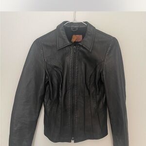 Black Corset Leather Women's Jacket